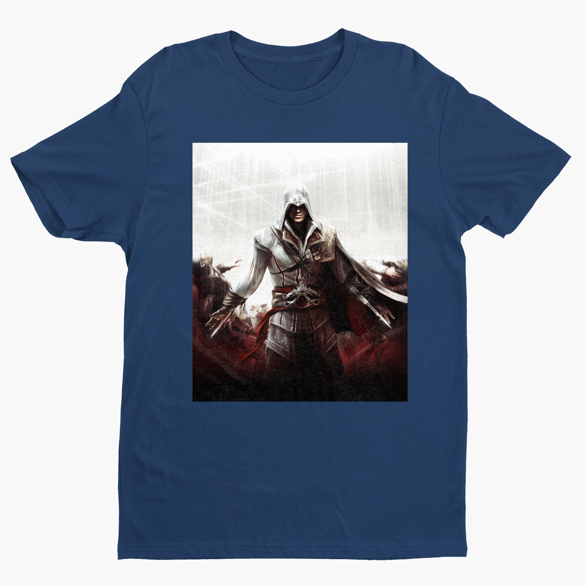Assassin's Creed II cover art tee - navy unisex t-shirt, front view